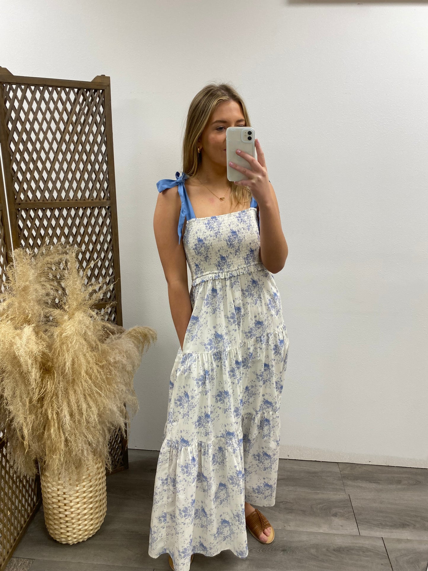 Floral Tie Shoulder Maxi Dress