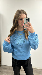 Open Knit Balloon Sleeve Sweater