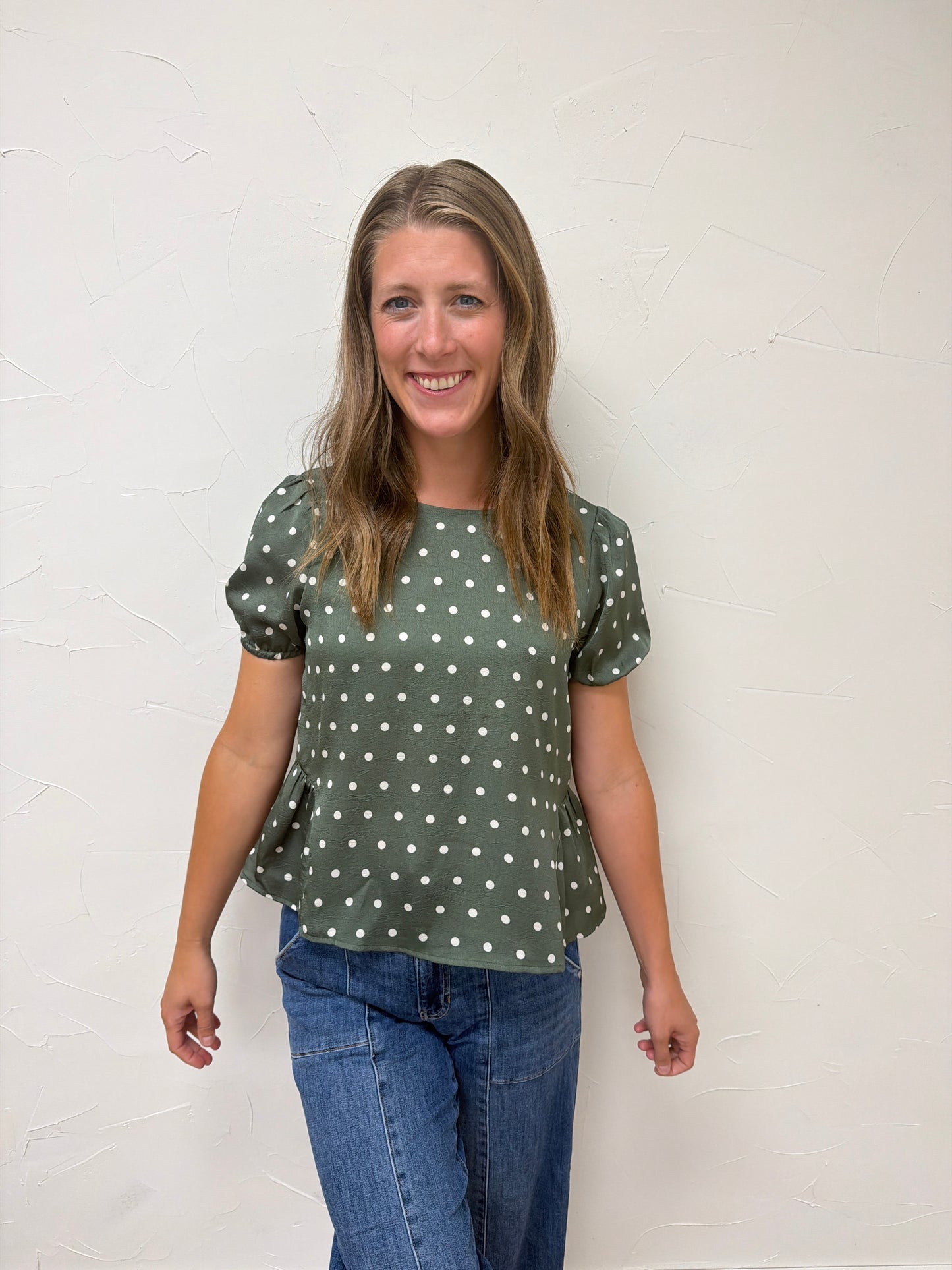 Polka Dot Peplum Blouse