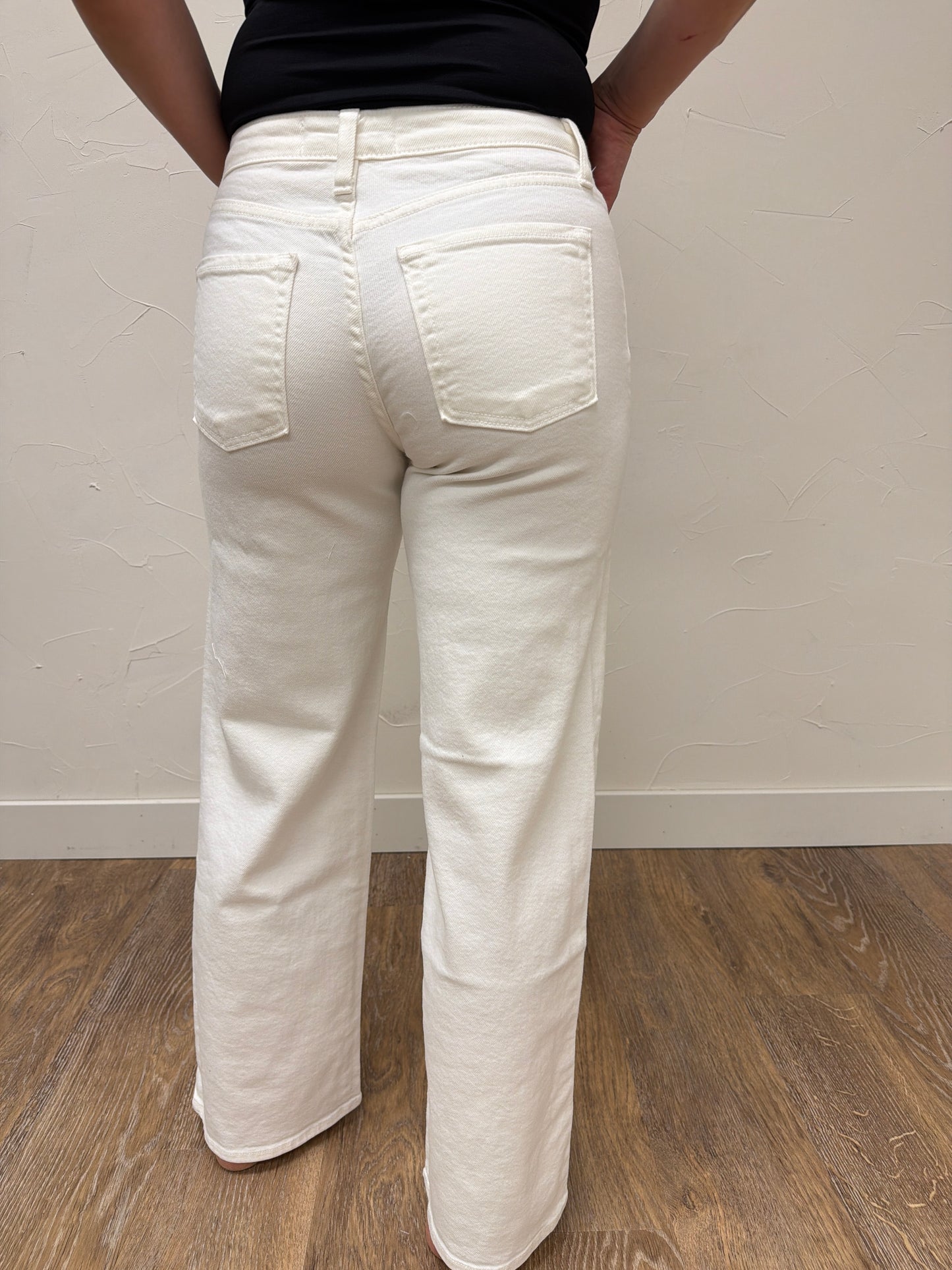 Mid Rise Slim Wide Leg