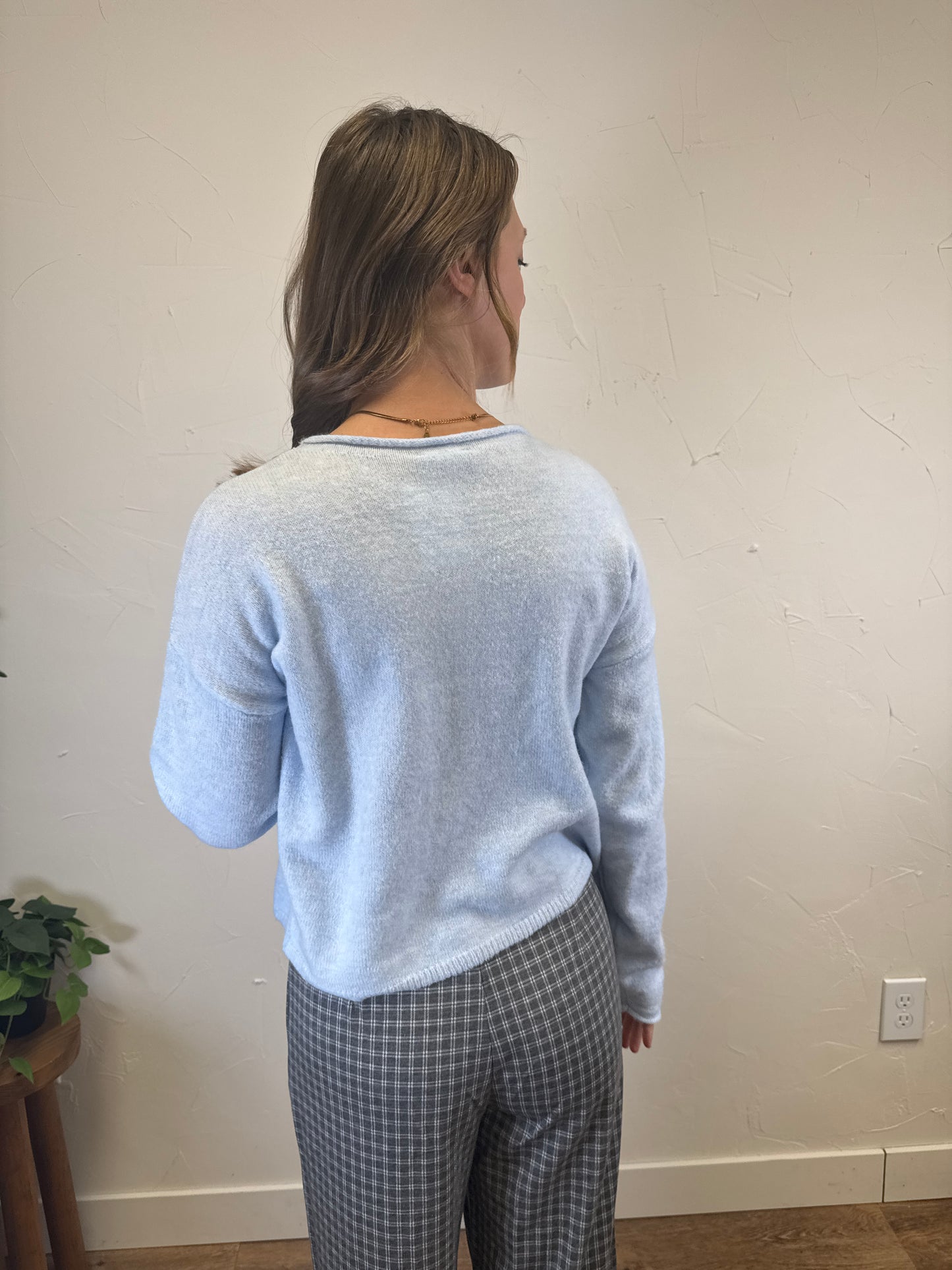 Rolled Collar Button Down Cardigan