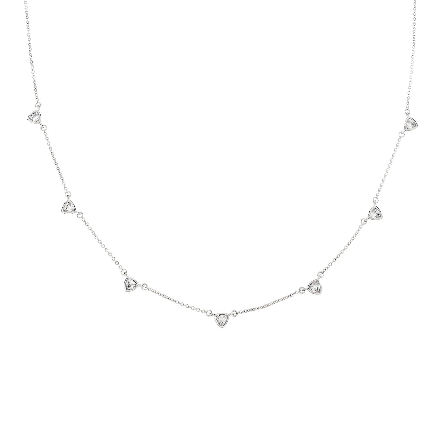 Demi-Fine Silver CZ Drop Necklace: Silver