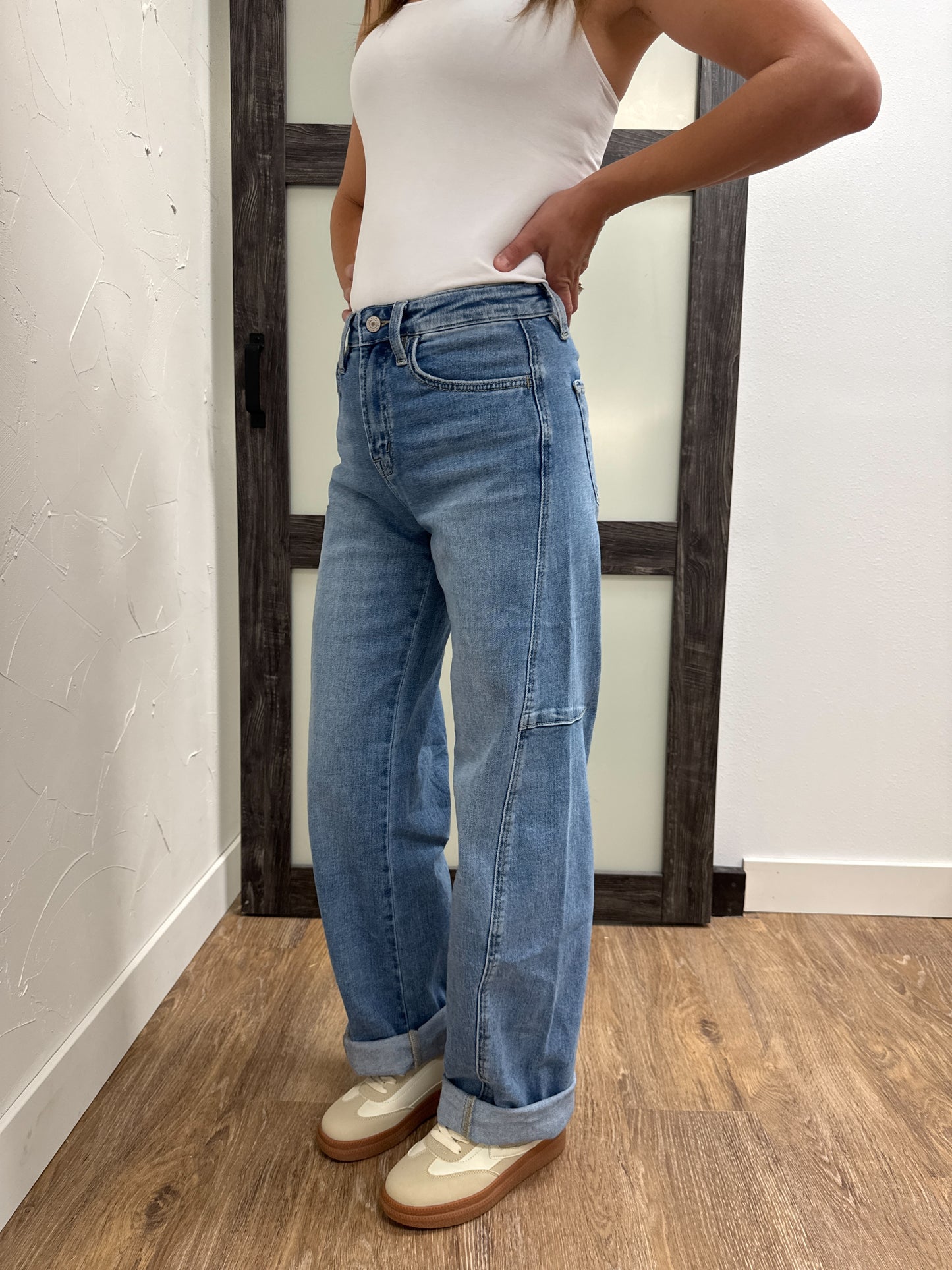 Super High Rise Wide Barrel Vervet Denim