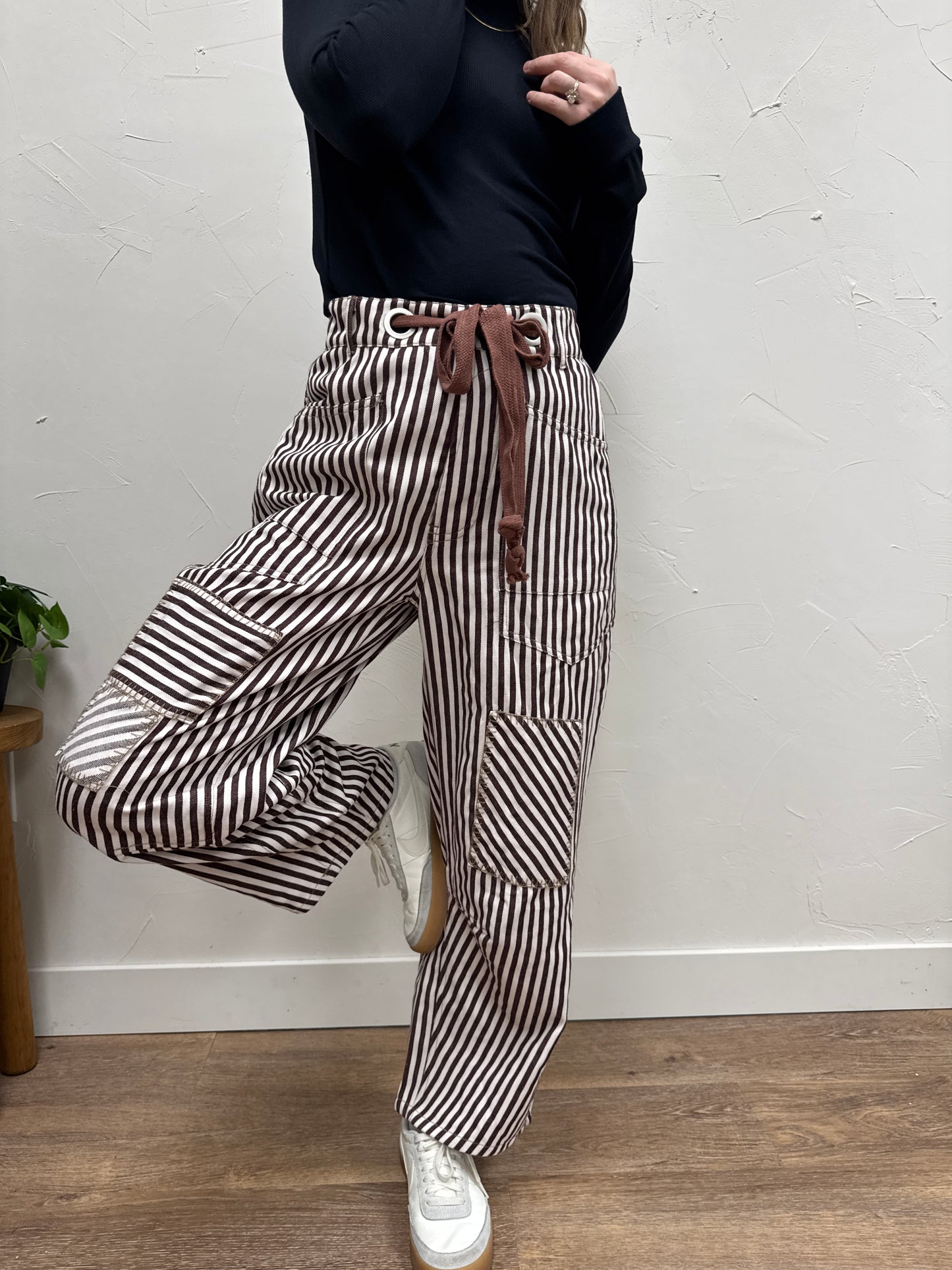 Striped Drawstring Barrel Pant