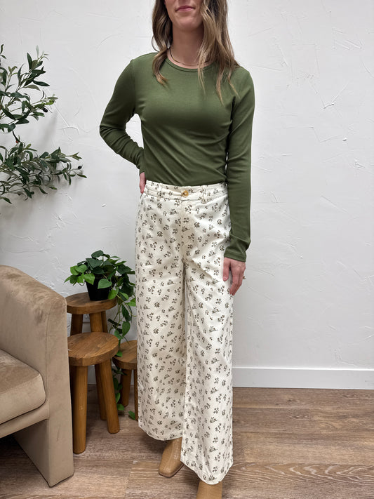 Floral Denim Pants