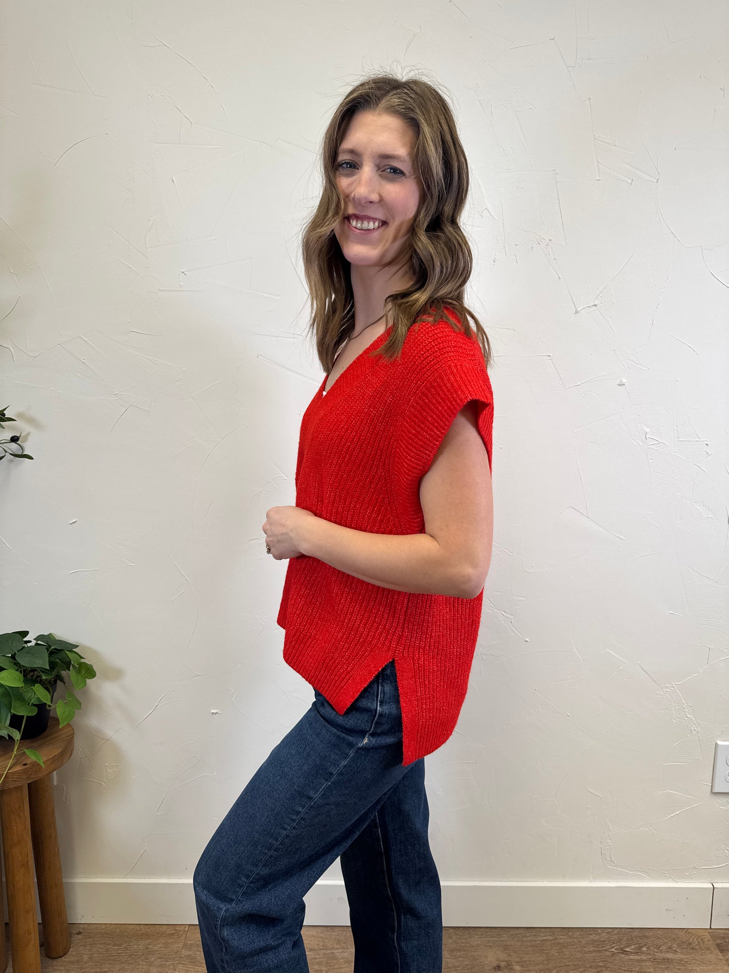 V Neck High Low Sweater Vest