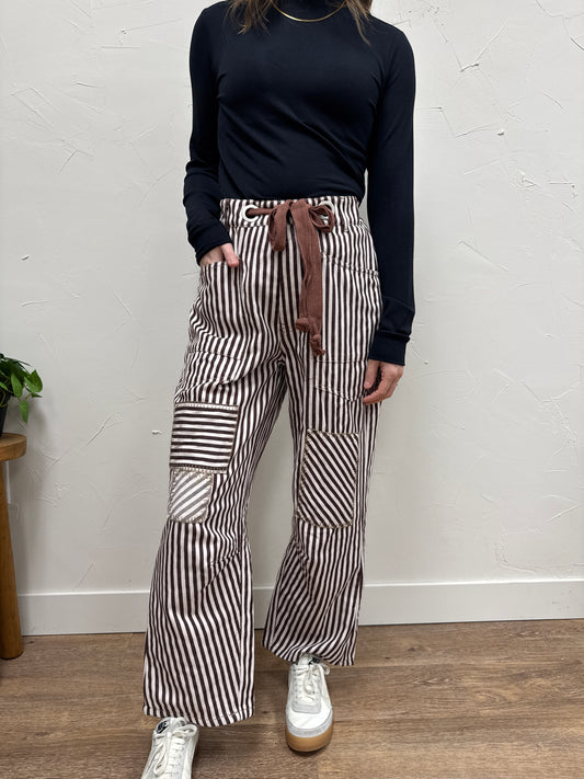 Striped Drawstring Barrel Pant