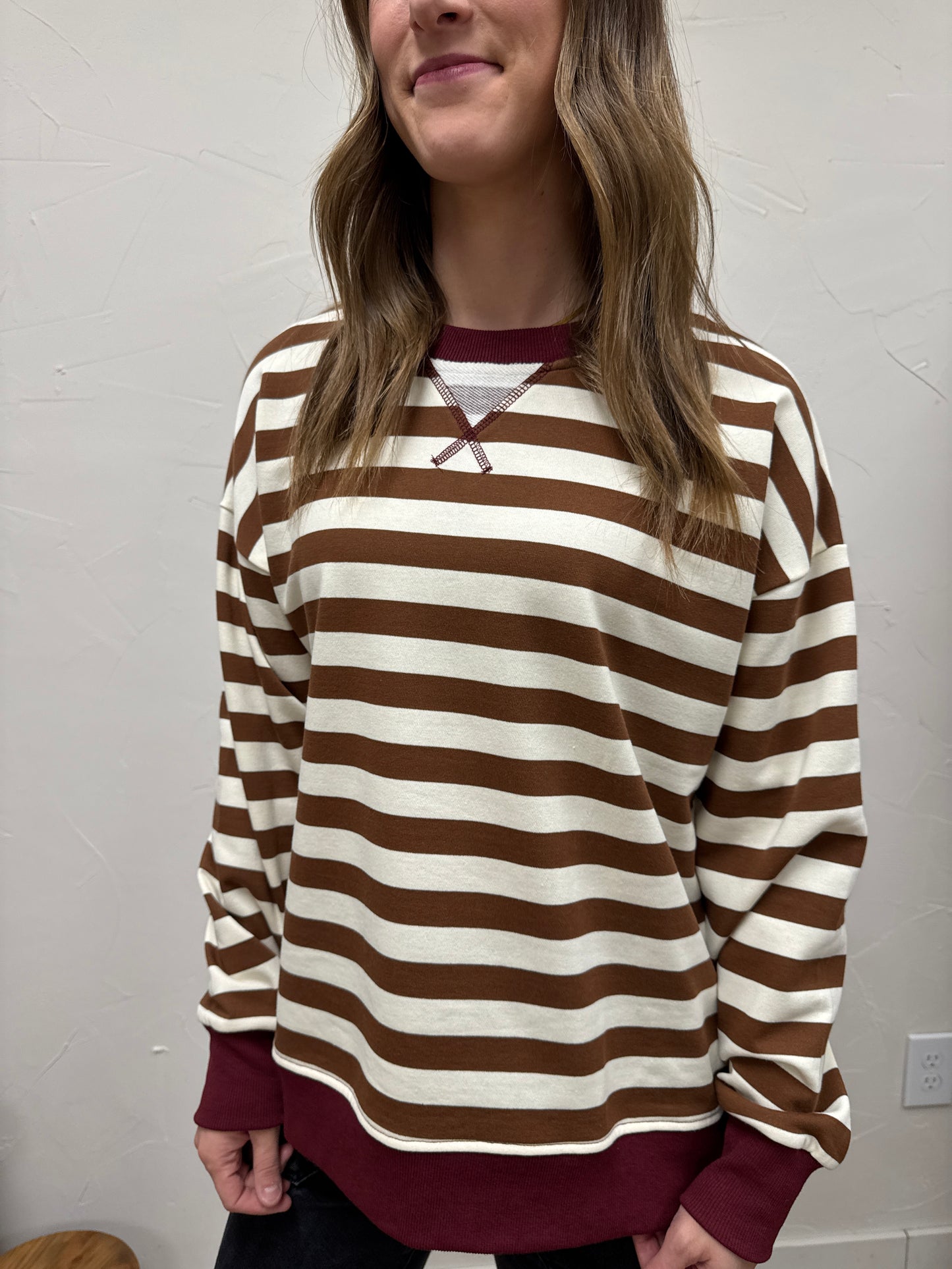 Color Contrast Stripe Oversized Sweatshirt