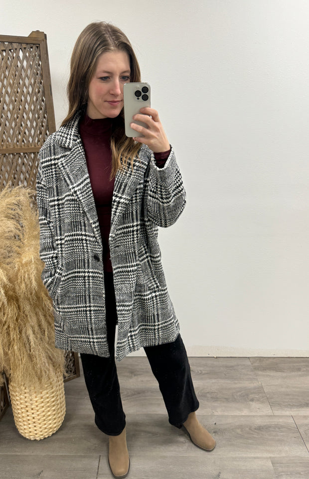 Plaid Coat with Pockets