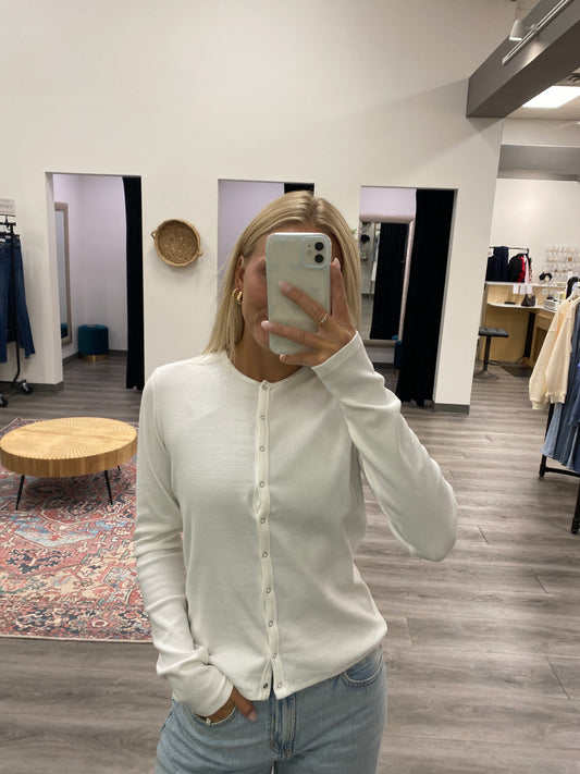 Ribbed Button-Up Knit Top