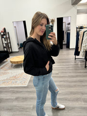 French Terry Cropped Hoodie Jacket