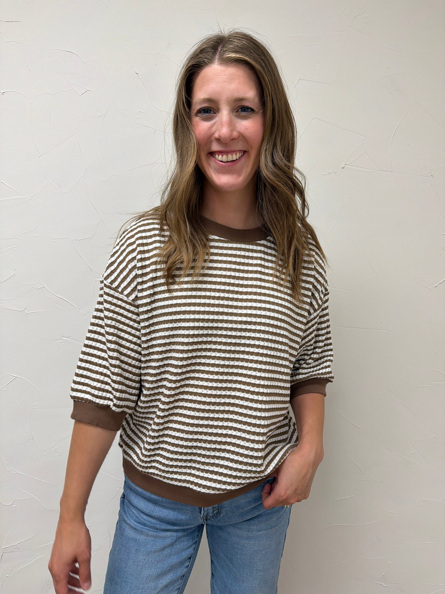 Textured Stripe Knit Top