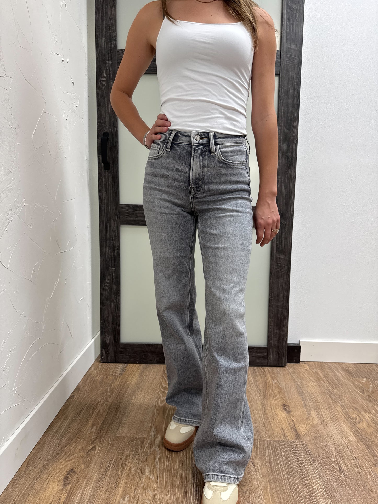 High Rise Full Length Wide Leg Jeans Vervet