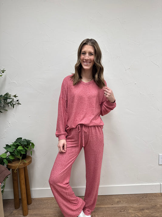 SOFT MELANGE LONG SLEEVE TEE & PANTS SET