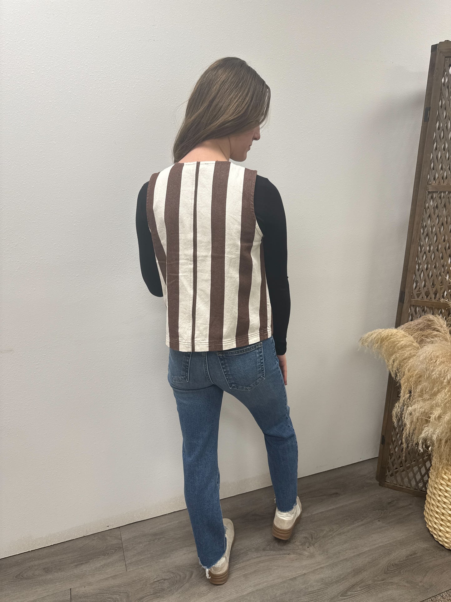 Striped Vest with Front Tie