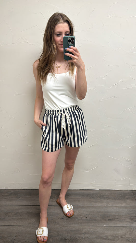Stripe Twill Denim Shorts