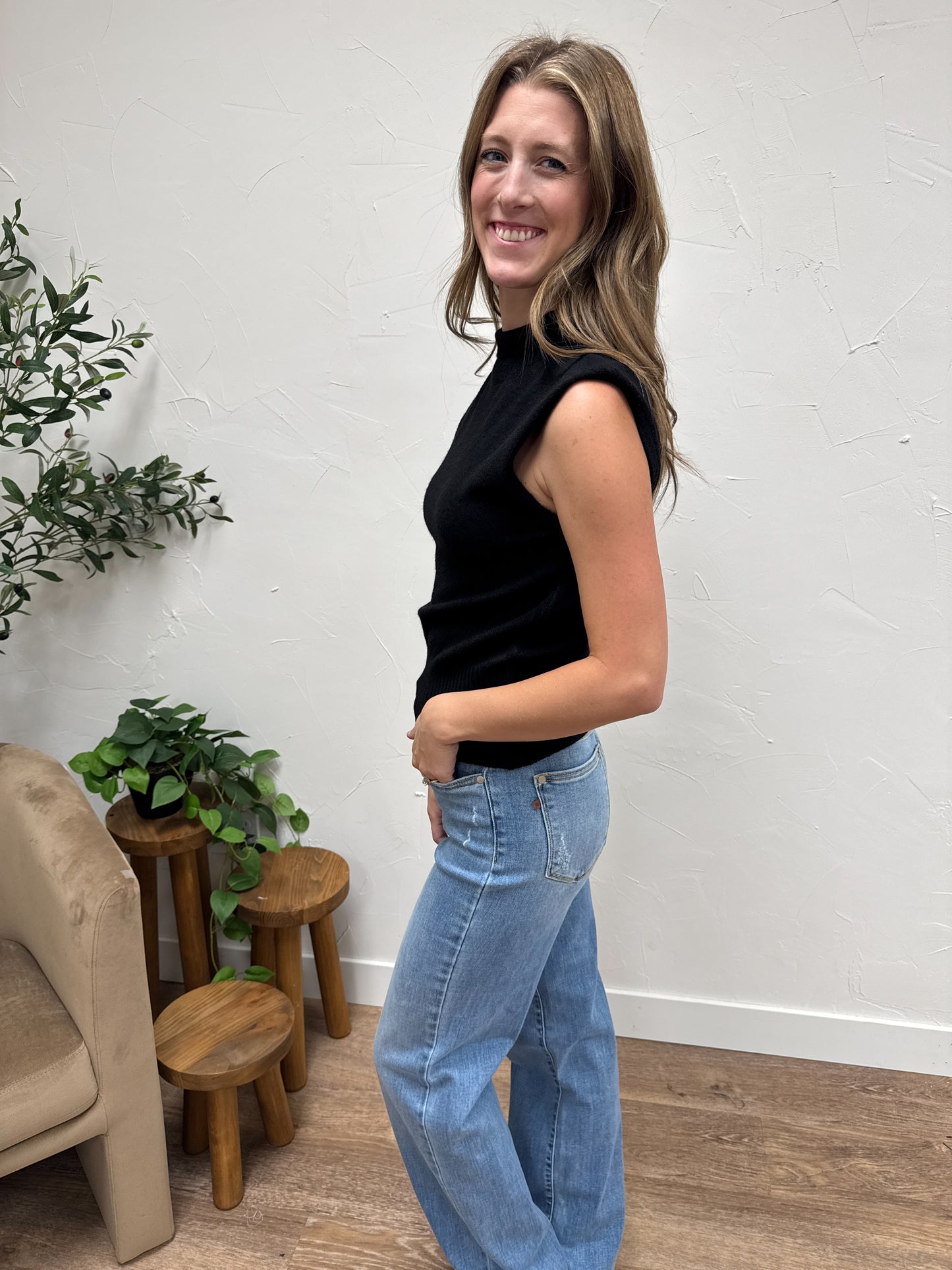 Mock Neck Sweater Sleeveless Top
