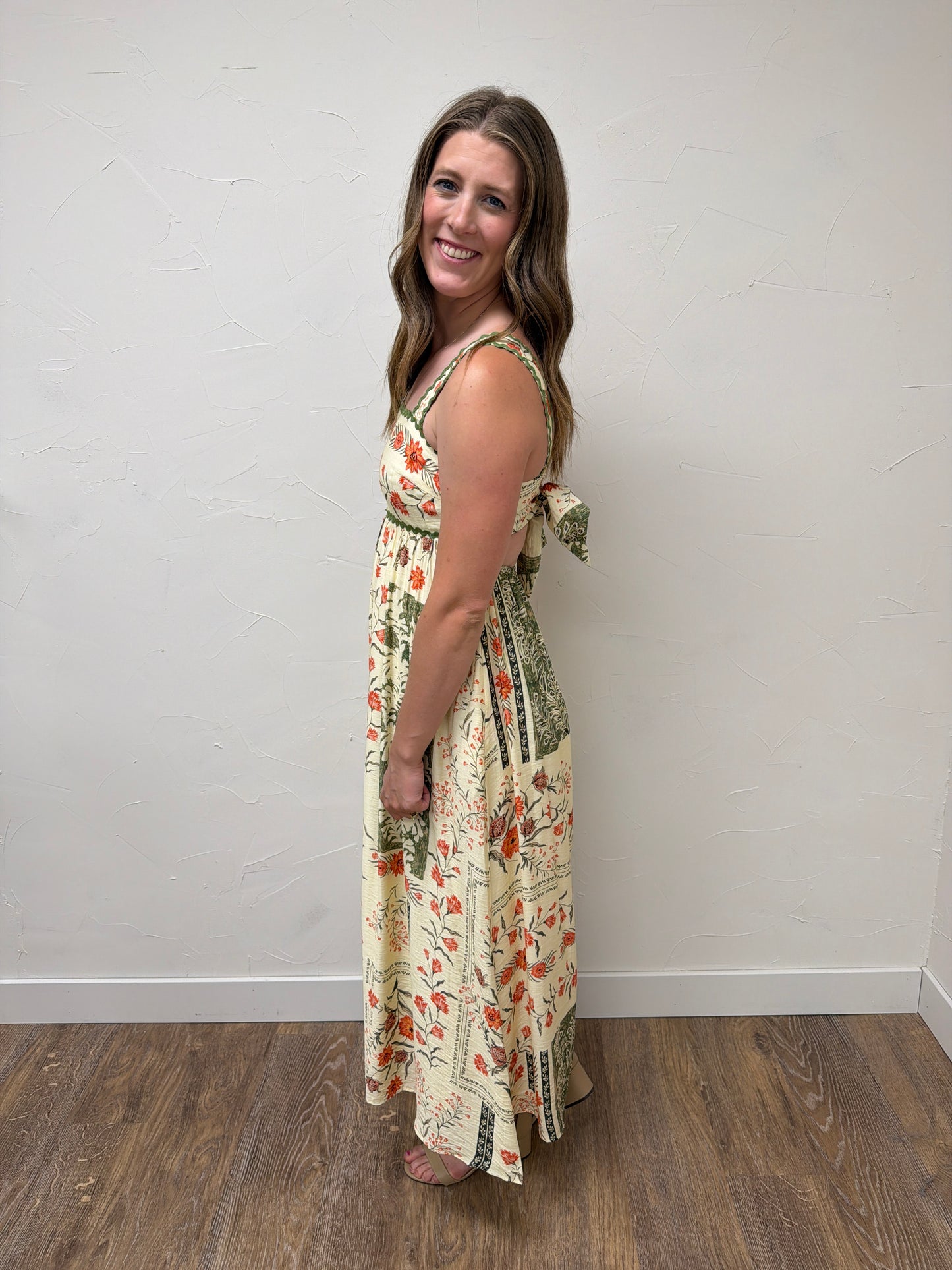 Printed open back dress