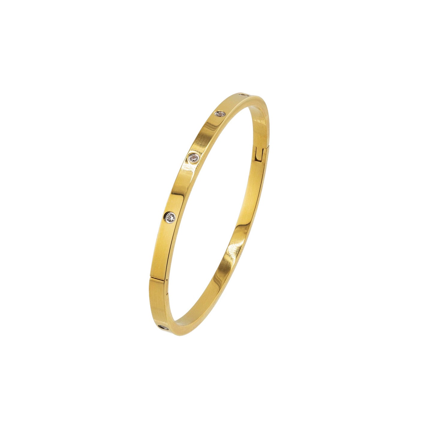 Waterproof Gold Tennis Bangle: Yellow Gold