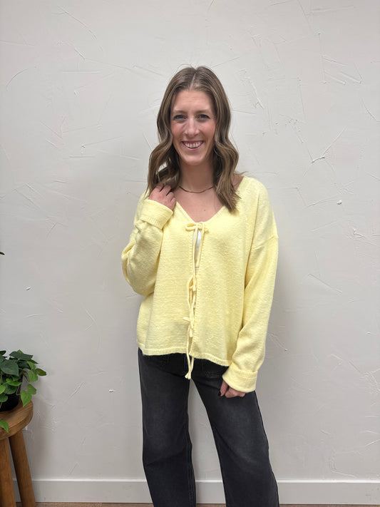 Brushed Front Tie Sweater