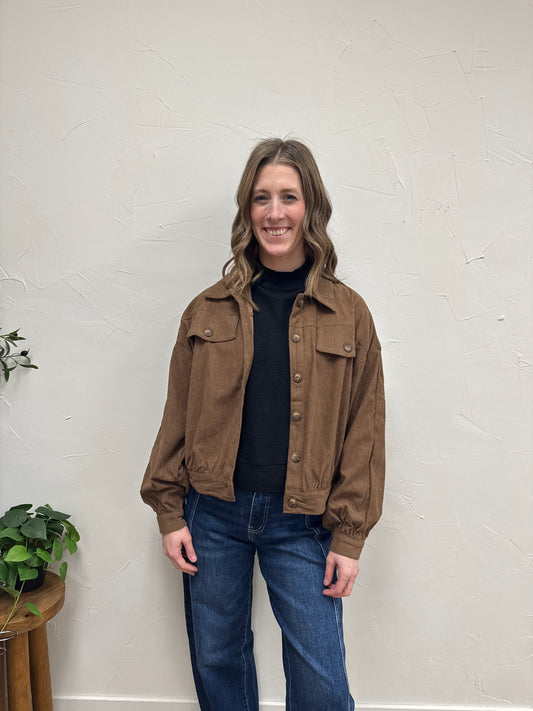 Drop Shoulders Corduroy Jacket