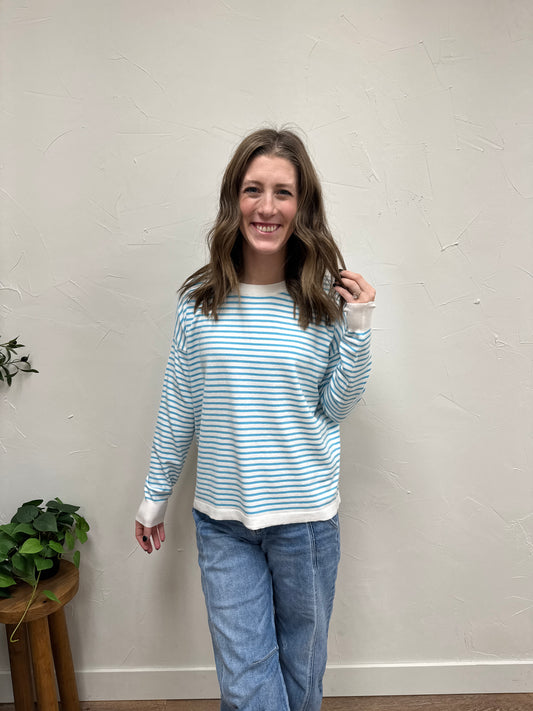 Pullover Striped Crew Neck