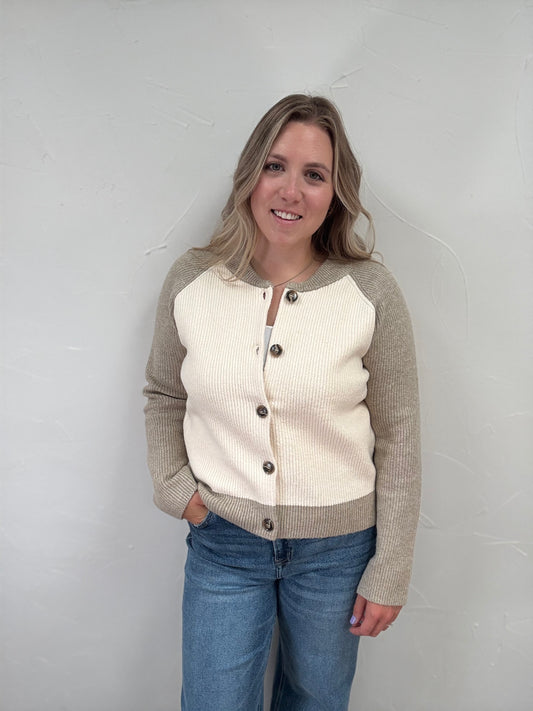 Color Block Knit Varsity Sweater