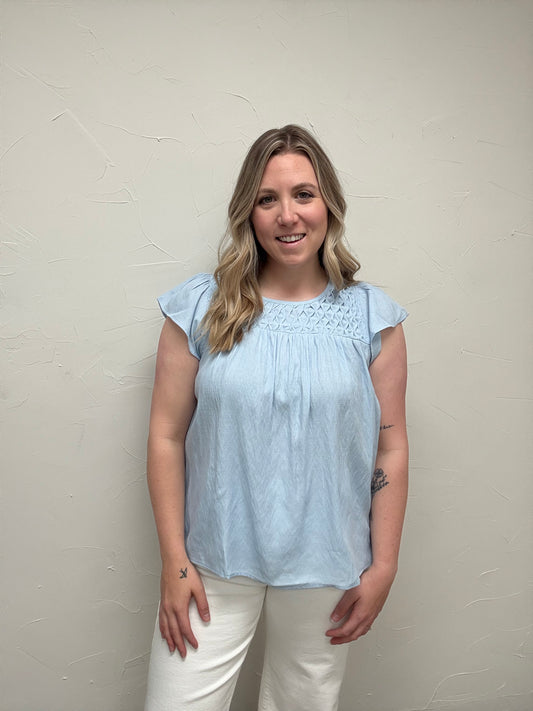 Smocked babydoll Ruffle Blouse