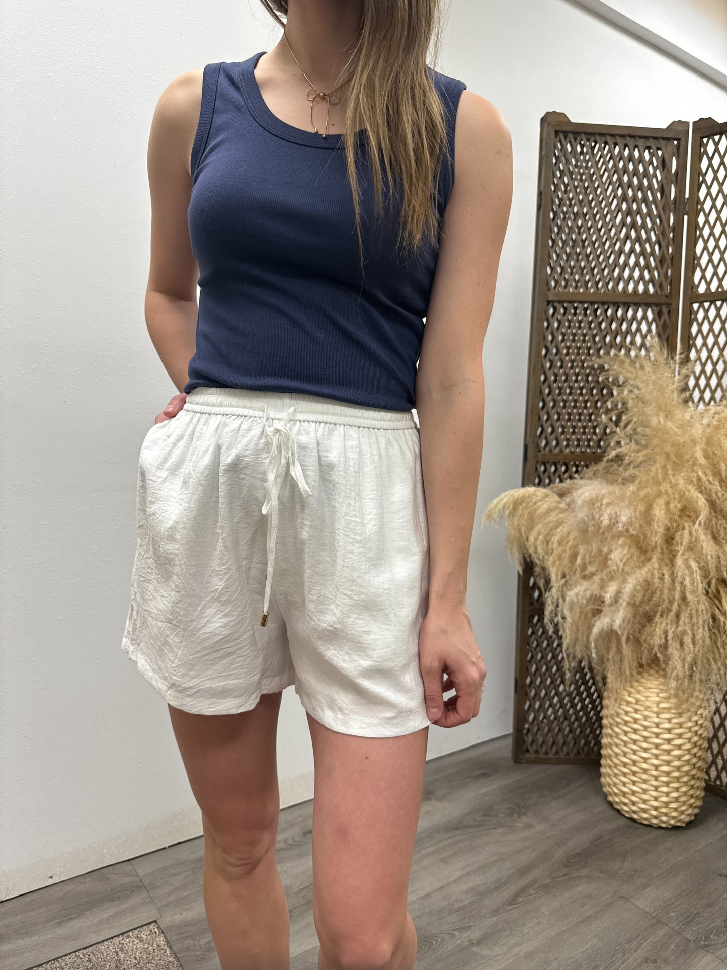 Light Textured Drawstring Shorts