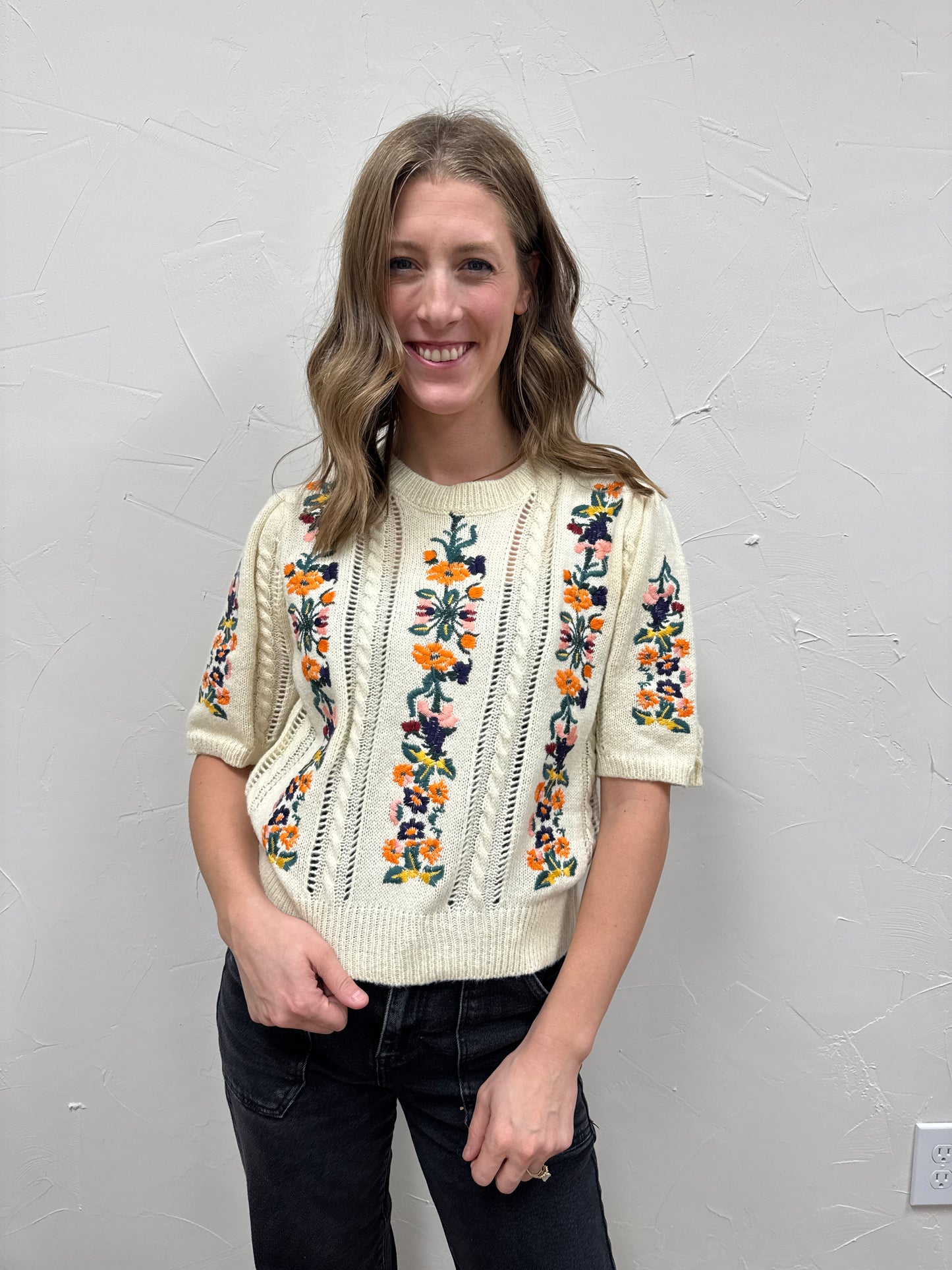 Floral Embroidery Pullover Sweater