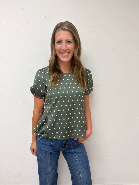 Polka Dot Peplum Blouse