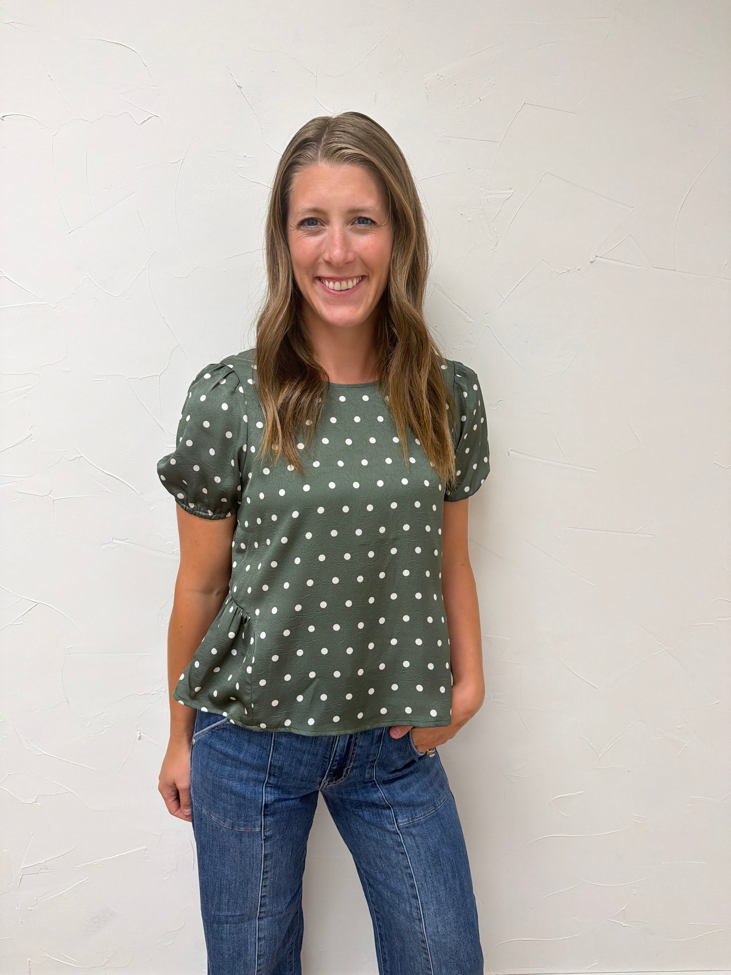 Polka Dot Peplum Blouse
