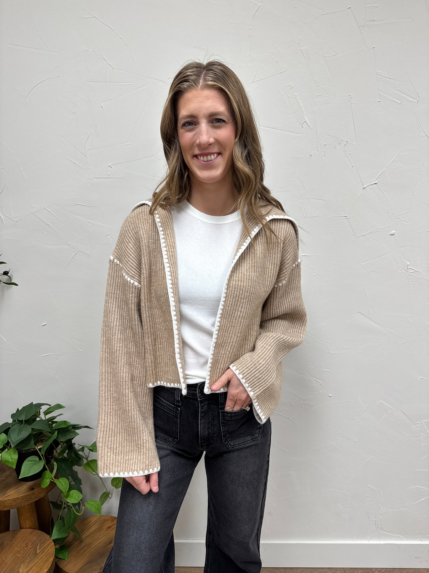 Stitch detailed sweater cardigan