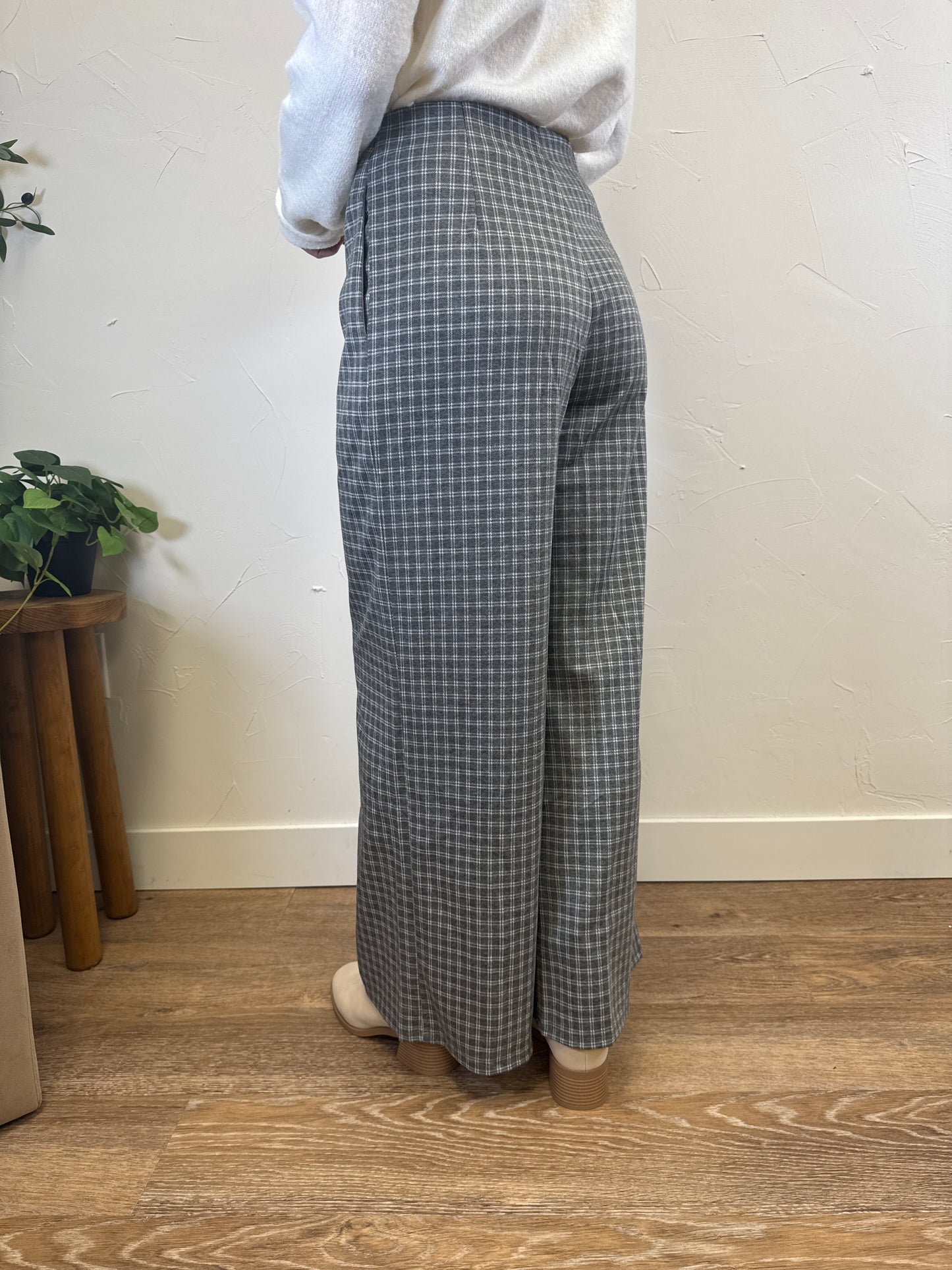 Plaid Wide Leg Pant