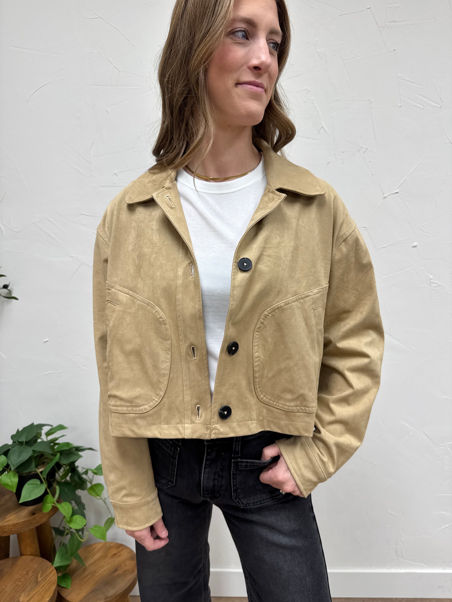 Suede Jacket with Pocket