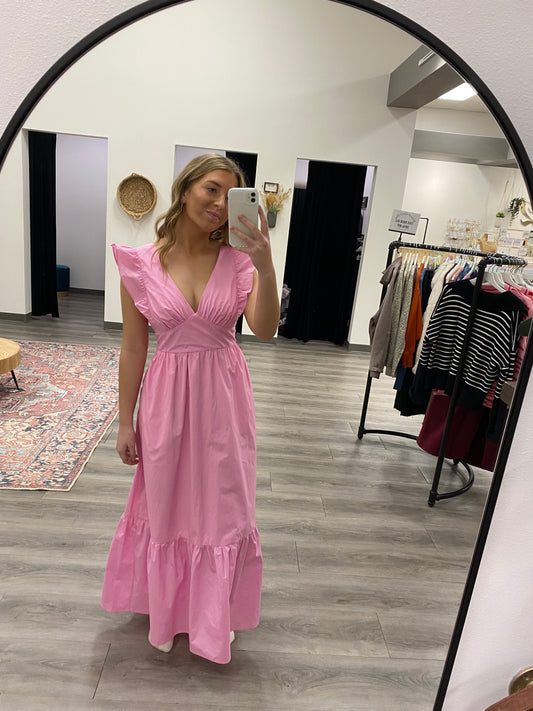 Poplin Tie Back Maxi Dress