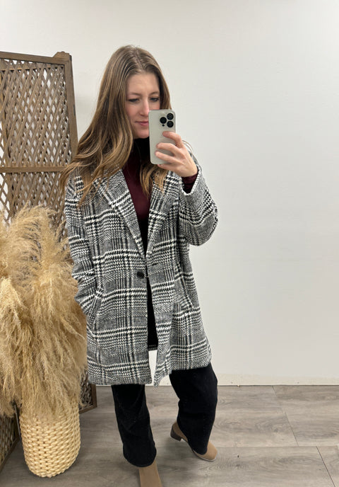 Plaid Coat with Pockets