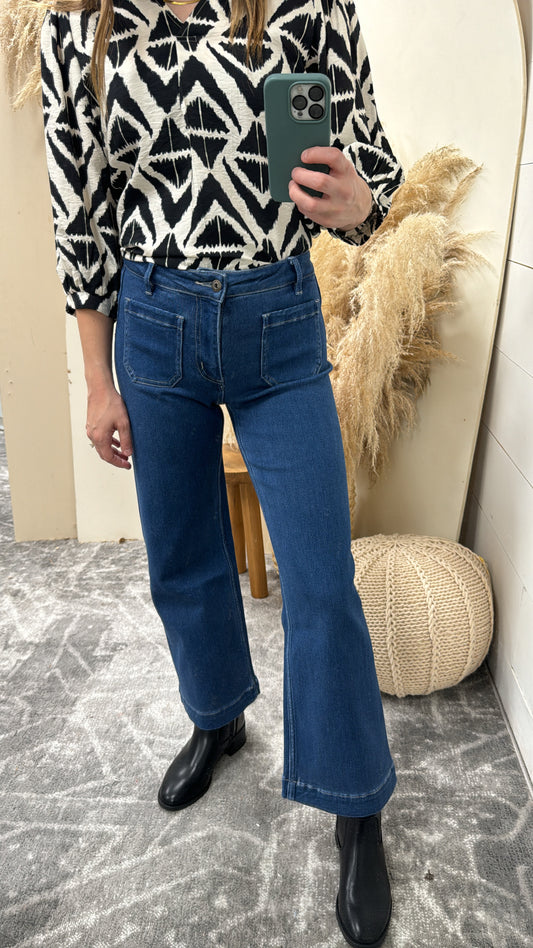 Patch Pocket Wide Jeans