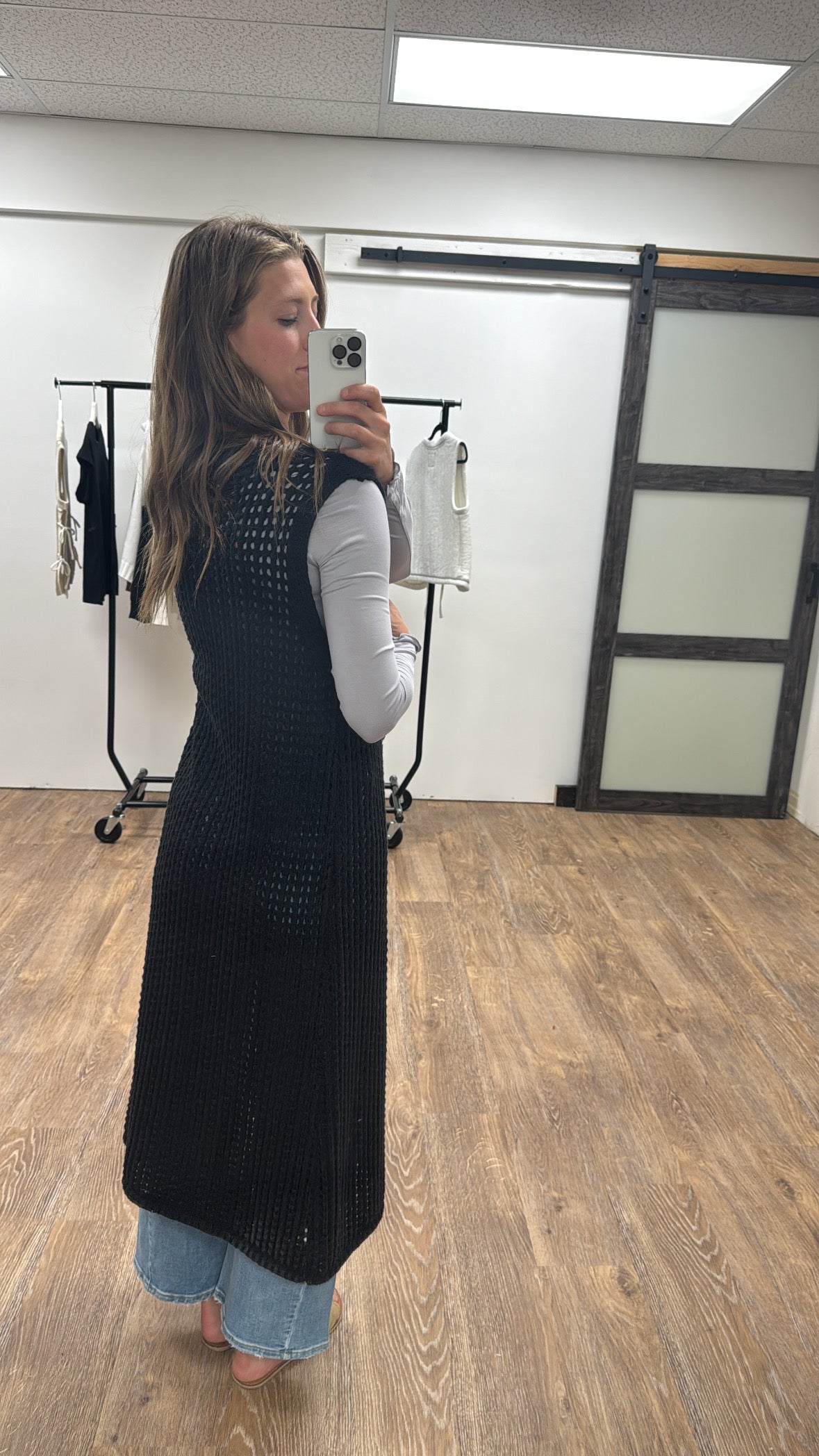 Crochet Button Down Midi Vest