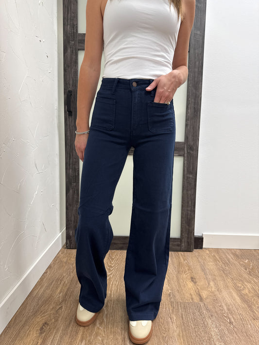 Mini Patch Pocket Wide Leg Denim