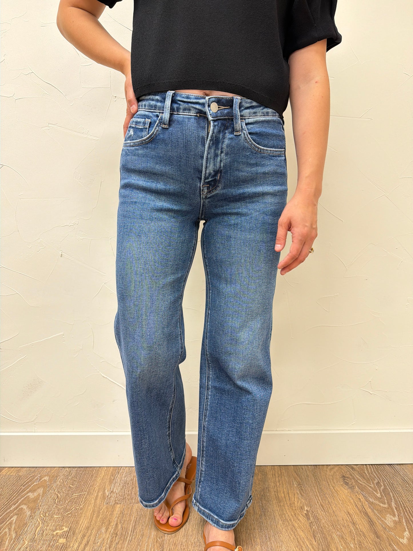High Rise Ankle Wide Leg Vervet Denim