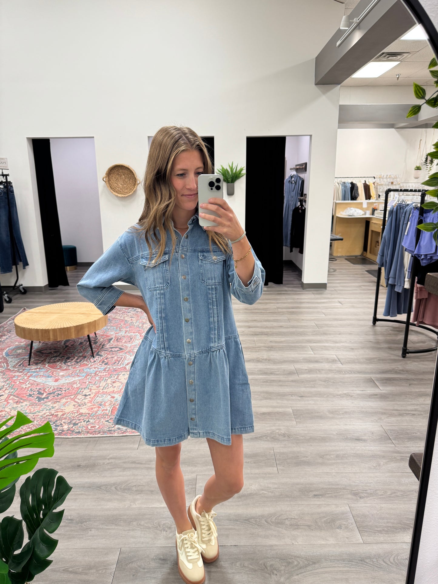 Button Up Midi Denim Dress