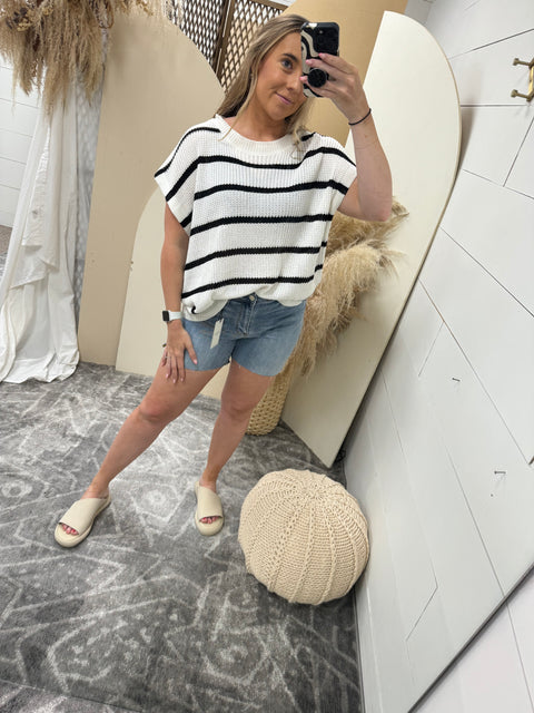 Stripe Drop Shoulder Sweater Top