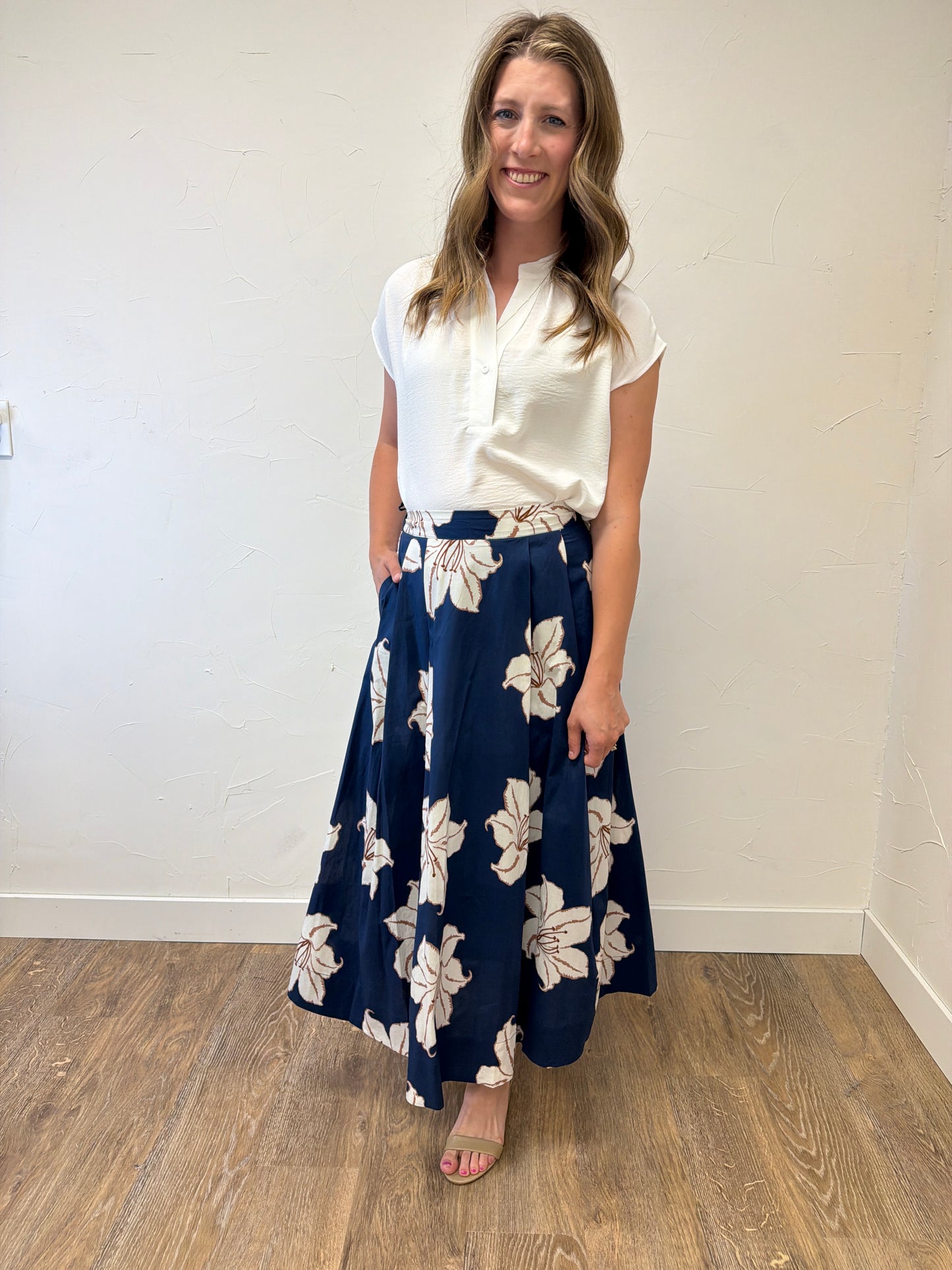 Floral Print Midi Skirt