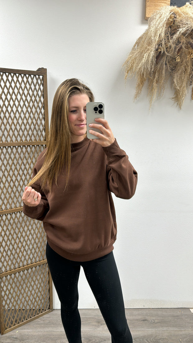 Fleece crewneck pullover sweatshirts