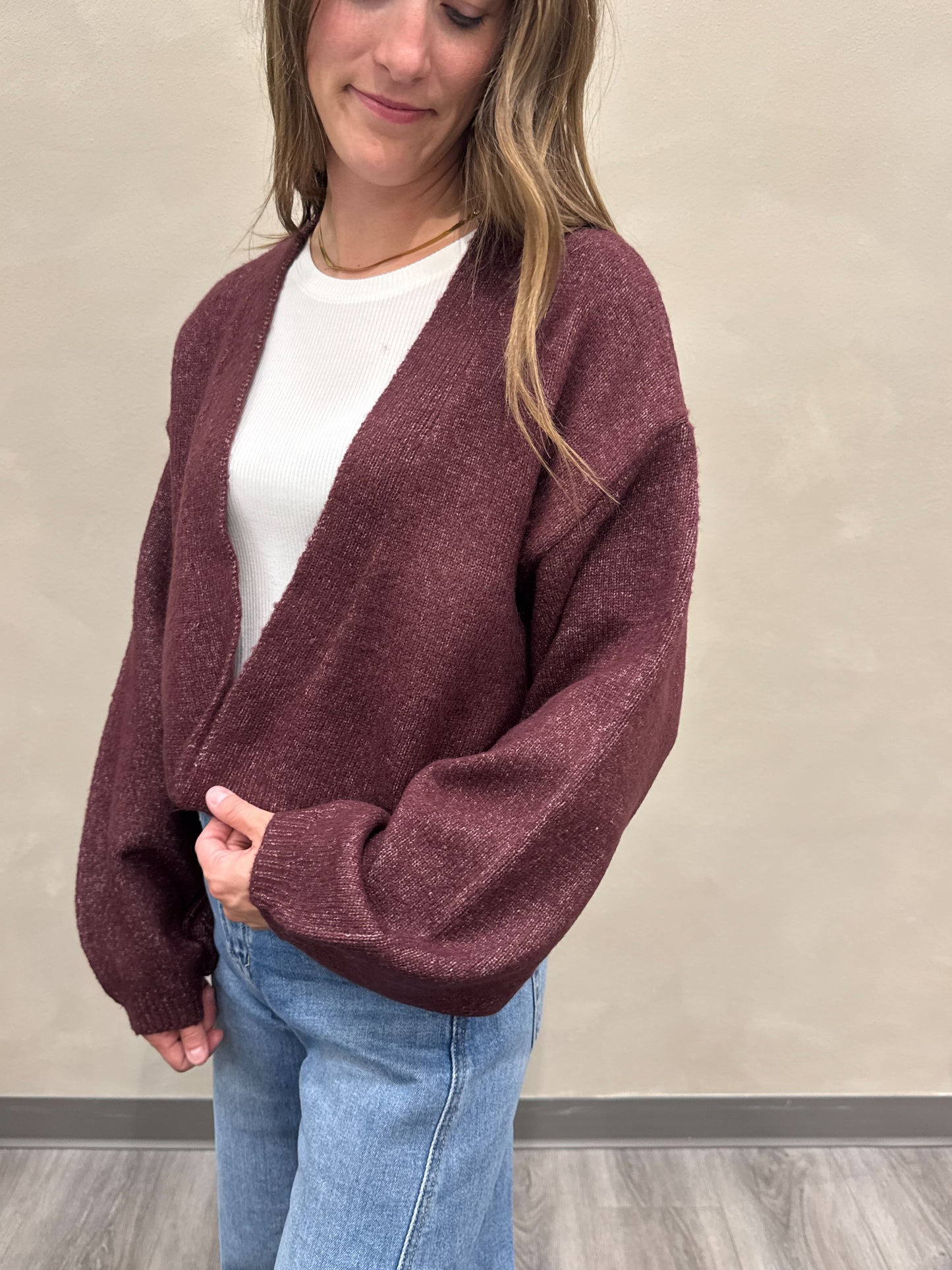 Cropped Open Cardigan