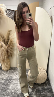 High Rise Cargo Wide Pants