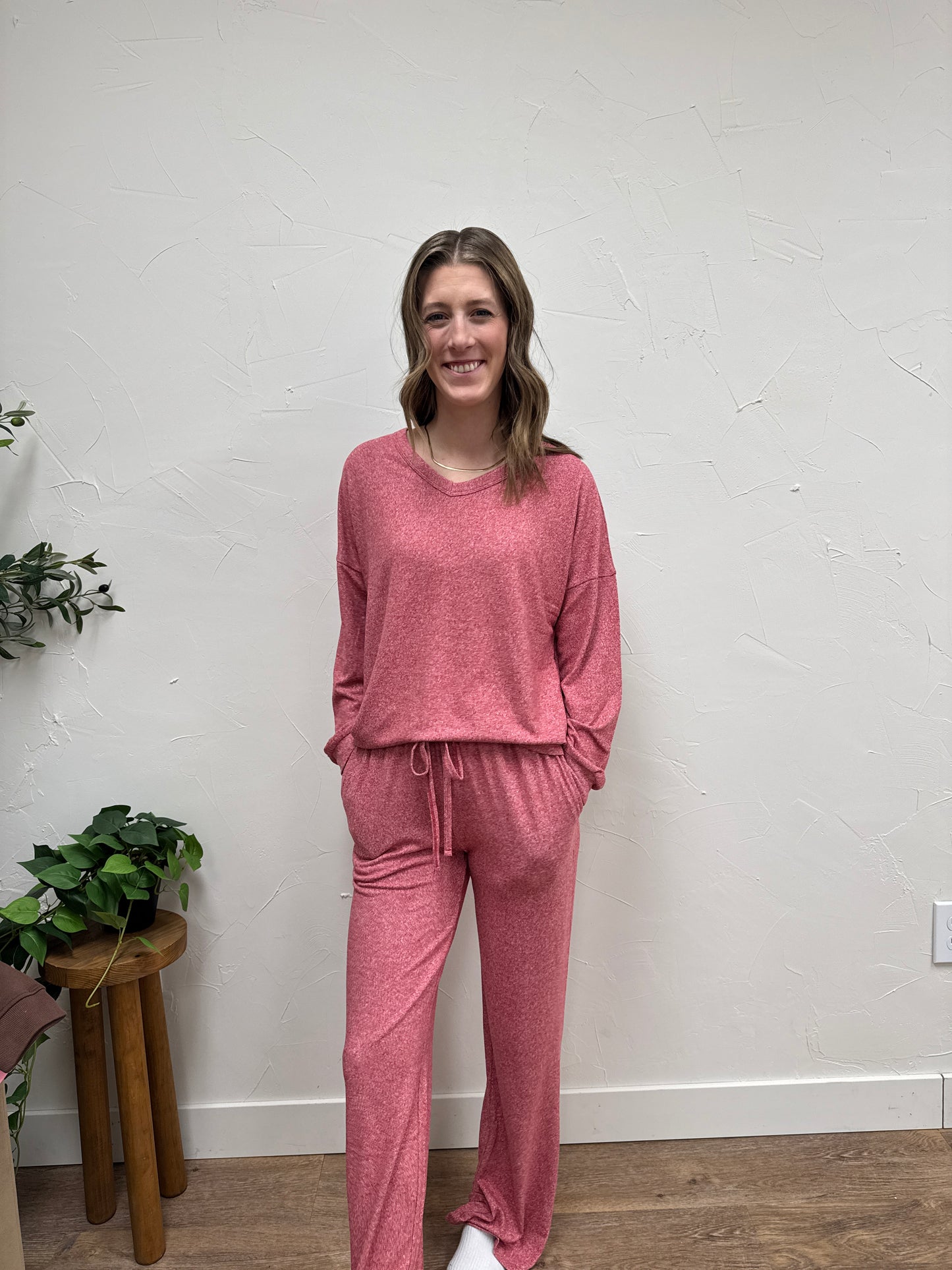 SOFT MELANGE LONG SLEEVE TEE & PANTS SET