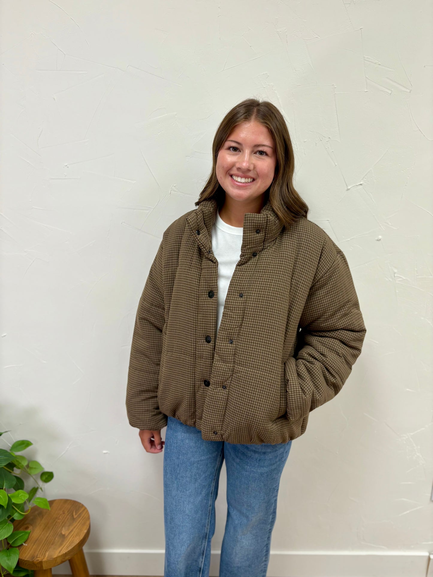 Gingham Puffer Jacket