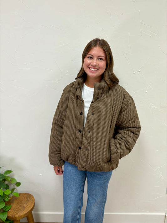 Gingham Puffer Jacket
